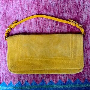 Cole Haan Mustard Yellow Suede Slouchy Handbag